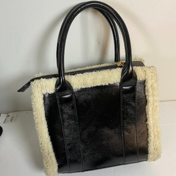 GUESS Faux Shearling Trim Women's Handbag Medium - Picture 3 of 7